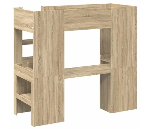 Divstāvu Gultas Rāmis Ar Galdu Sonoma Ozols 100 X 200 Cm Vidaxl