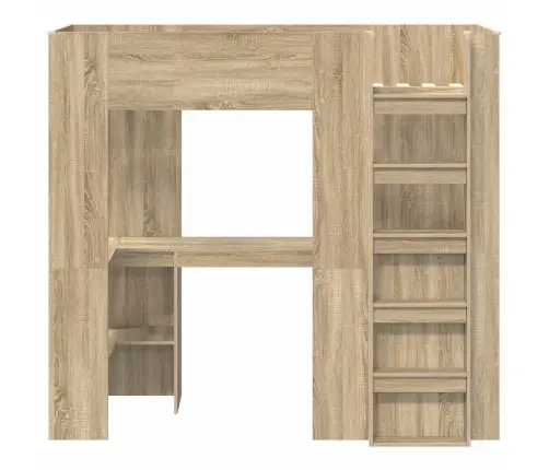 Divstāvu Gultas Rāmis Ar Galdu Sonoma Ozols 100 X 200 Cm Vidaxl