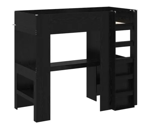 Divstāvu Gultas Rāmis Ar Galdu Melns Ozolkoks 100 X 200 Cm Vidaxl