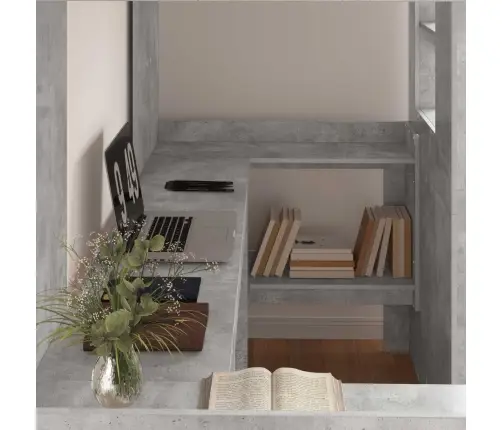 Divstāvu Gultas Rāmis Ar Galdu Betona Pelēks 100 X 200 Cm Vidaxl