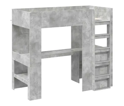 Divstāvu Gultas Rāmis Ar Galdu Betona Pelēks 100 X 200 Cm Vidaxl