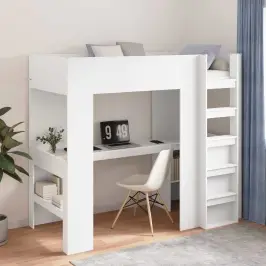 Divstāvu Gultas Rāmis Ar Galdu Ar Uzglabāšanu Balts 80 X 200 Cm Vidaxl