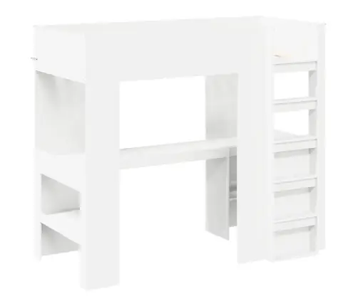 Dviaukštės Lovos Rėmas Su Stalu Su Saugykla Balta 80 X 200 Cm