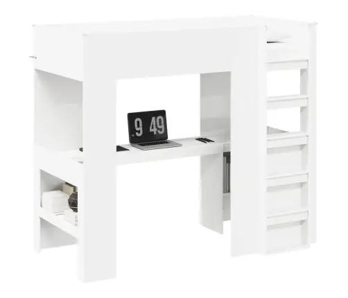 Dviaukštės Lovos Rėmas Su Stalu Su Saugykla Balta 80 X 200 Cm