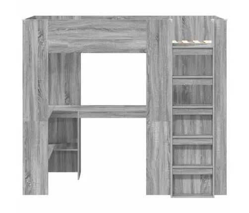 Divstāvu Gultas Rāmis Ar Galdu Ar Uzglabāšanu Inženierijas Koks Vidaxl