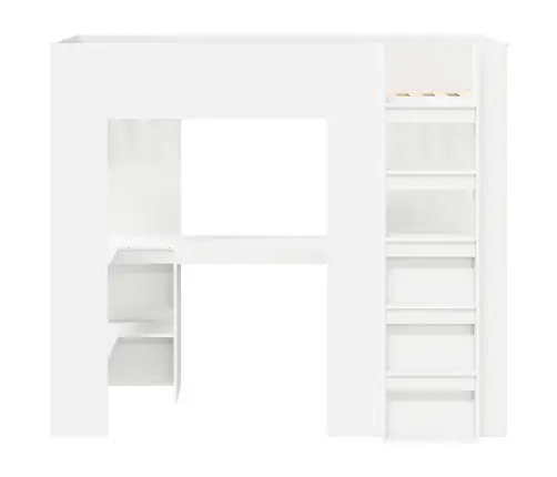 Dviaukštės Lovos Rėmas Su Stalu Su Saugykla Balta 90 X 200 Cm