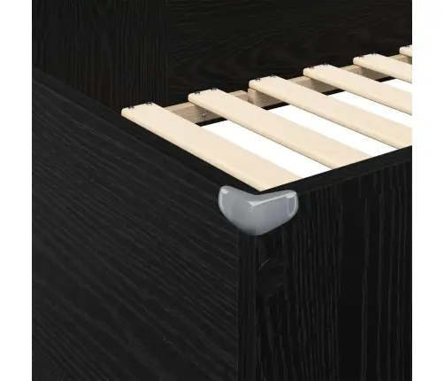 Divstāvu Gultas Rāmis Ar Galdu Melns Ozolkoks 100 X 200 Cm Vidaxl