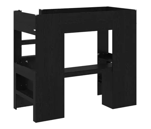 Divstāvu Gultas Rāmis Ar Galdu Melns Ozolkoks 100 X 200 Cm Vidaxl