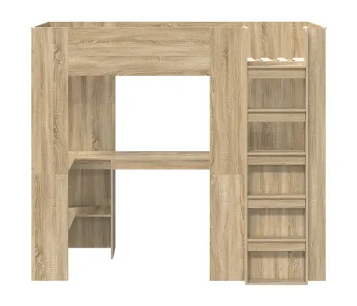 Dviaukštės Lovos Rėmas Su Stalu Sonoma Ąžuolas 90 X 200 Cm