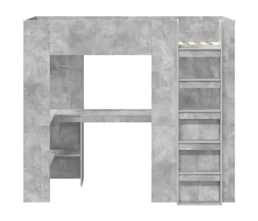 Divstāvu Gultas Rāmis Ar Galdu Betona Pelēks 100 X 200 Cm Vidaxl