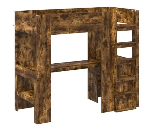 Divstāvu Gultas Rāmis Ar Galdu Dūmaka Ozols 100 X 200 Cm Vidaxl