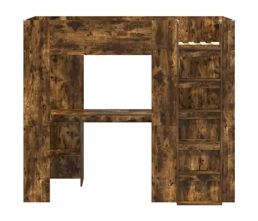 Divstāvu Gultas Rāmis Ar Galdu Dūmaka Ozols 100 X 200 Cm Vidaxl