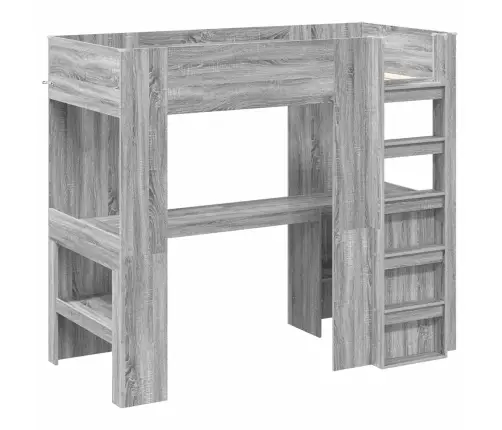 Divstāvu Gultas Rāmis Ar Galdu Pelēks Sonoma 100 X 200 Cm Vidaxl