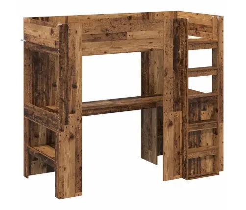 Divstāvu Gultas Rāmis Ar Galdu Vecs Koks 100 X 200 Cm Vidaxl