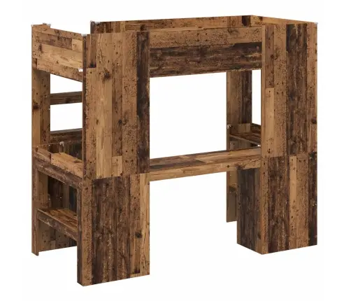 Divstāvu Gultas Rāmis Ar Galdu Vecs Koks 100 X 200 Cm Vidaxl