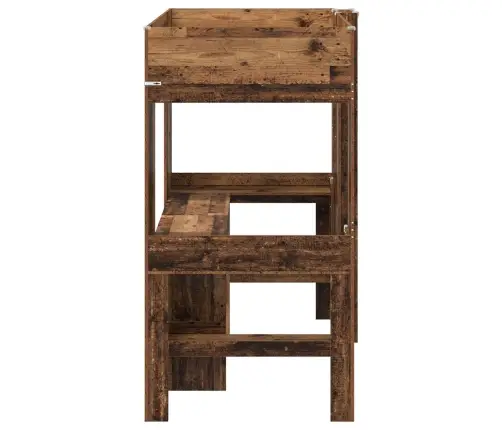 Divstāvu Gultas Rāmis Ar Galdu Vecs Koks 100 X 200 Cm Vidaxl