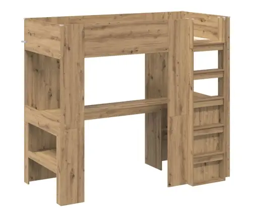 Divstāvu Gultas Rāmis Ar Galdu Artisānā Ozols 100 X 200 Cm Vidaxl