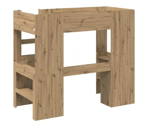 Divstāvu Gultas Rāmis Ar Galdu Artisānā Ozols 100 X 200 Cm Vidaxl