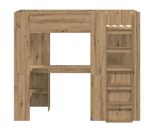 Divstāvu Gultas Rāmis Ar Galdu Artisānā Ozols 100 X 200 Cm Vidaxl