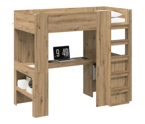 Divstāvu Gultas Rāmis Ar Galdu Artisānā Ozols 100 X 200 Cm Vidaxl