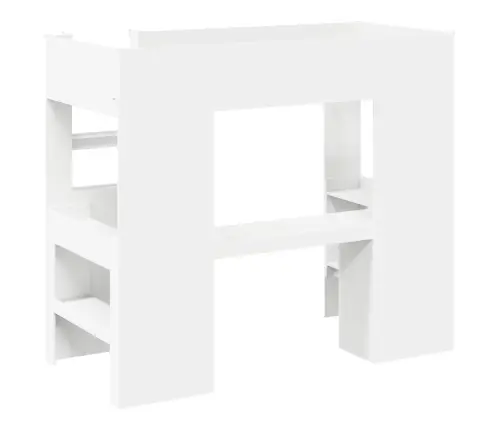 Dviaukštės Lovos Rėmas Su Stalu Su Saugykla Balta 98.5 X 200 Cm