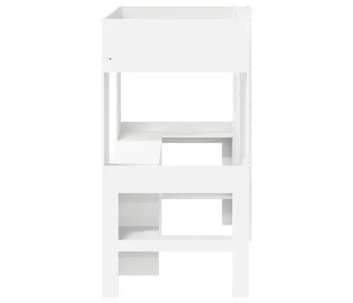 Dviaukštės Lovos Rėmas Su Stalu Su Saugykla Balta 98.5 X 200 Cm