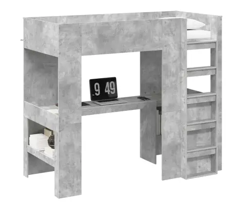 Divstāvu Gultas Rāmis Ar Galdu Ar Uzglabāšanu Inženierijas Koks Vidaxl