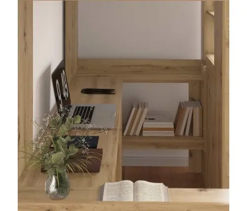 Divstāvu Gultas Rāmis Ar Galdu Ar Uzglabāšanu Inženierijas Koks Vidaxl