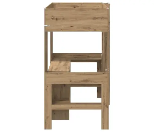 Divstāvu Gultas Rāmis Ar Galdu Ar Uzglabāšanu Inženierijas Koks Vidaxl