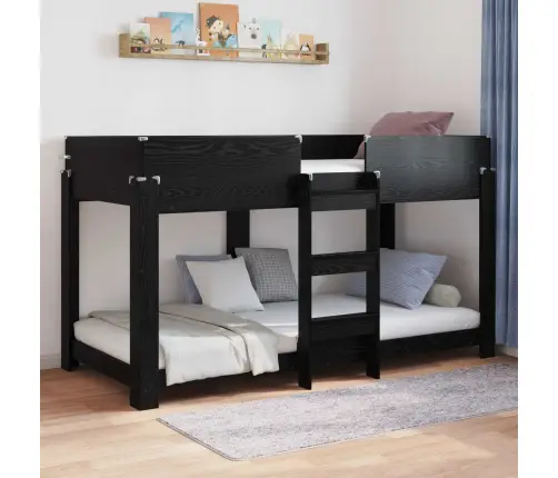 Vaikų Dvigulė Lova Juodas Ąžuolas 100 X 200 Cm Apdirbta Mediena