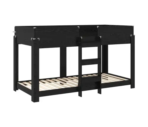 Vaikų Dvigulė Lova Juodas Ąžuolas 100 X 200 Cm Apdirbta Mediena