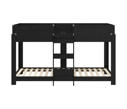 Vaikų Dvigulė Lova Juodas Ąžuolas 100 X 200 Cm Apdirbta Mediena