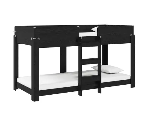 Vaikų Dvigulė Lova Juodas Ąžuolas 100 X 200 Cm Apdirbta Mediena