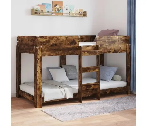 Divguļamā Gulta Bērniem Ar Matraci Dūmaka Ozols 100 X 200 Cm Vidaxl