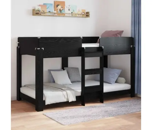 Divguļamā Gulta Bērniem Ar Matraci Melns Ozolkoks 90 X 200 Cm Vidaxl