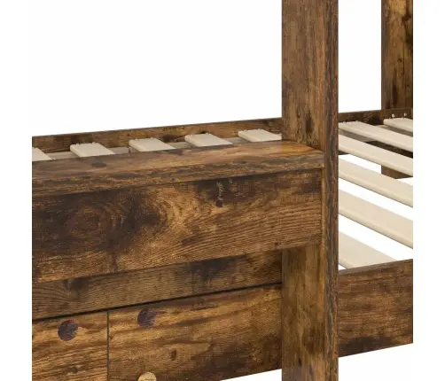 Divguļamā Gulta Bērniem Ar Matraci Dūmaka Ozols 90 X 200 Cm Vidaxl