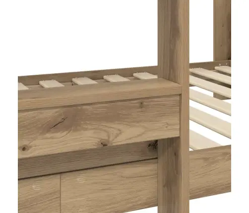 Divguļamā Gulta Bērniem Ar Matraci Artisānā Ozols 90 X 200 Cm Vidaxl