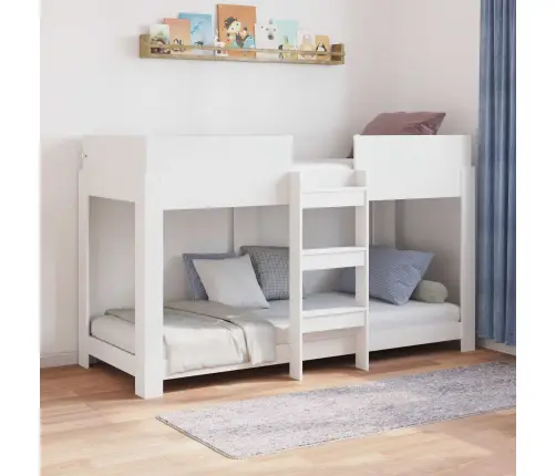 Vaikų Dvigulė Lova Balta 75 X 190 Cm Apdirbta Mediena