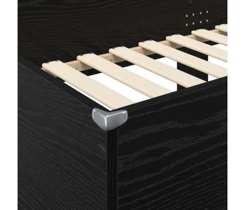 Divguļamā Gulta Bērniem Ar Matraci Melns Ozolkoks 80 X 190 Cm Vidaxl