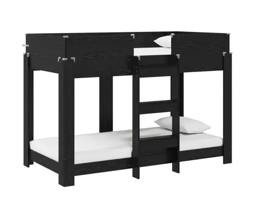 Divguļamā Gulta Bērniem Ar Matraci Melns Ozolkoks 90 X 160 Cm Vidaxl