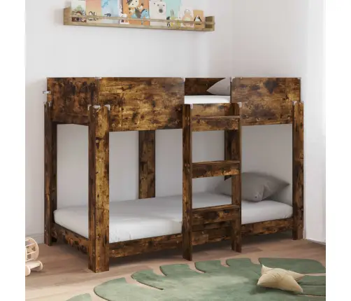 Vaikų Dvigulė Lova Rūkyta Ąžuolas 80 X 160 Cm Apdirbta Mediena