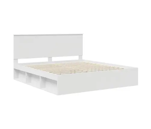 Voodi Raam Peaga Valge 200 X 200 Cm Tahke Mänd