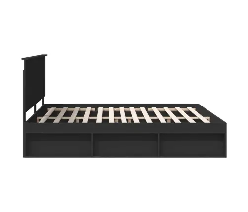 Gultas Rāmis Melna 200 X 200 Cm Ciets Priedes Koks Vidaxl