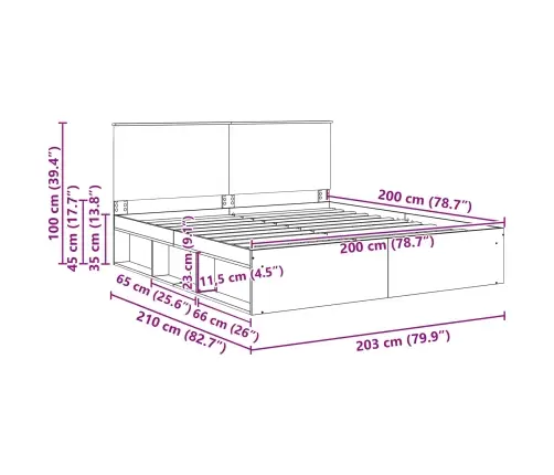 Gultas Rāmis Melna 200 X 200 Cm Ciets Priedes Koks Vidaxl