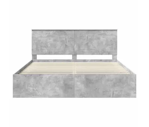 Gultas Rāmis Betons 200 X 200 Cm Ciets Priedes Koks Vidaxl