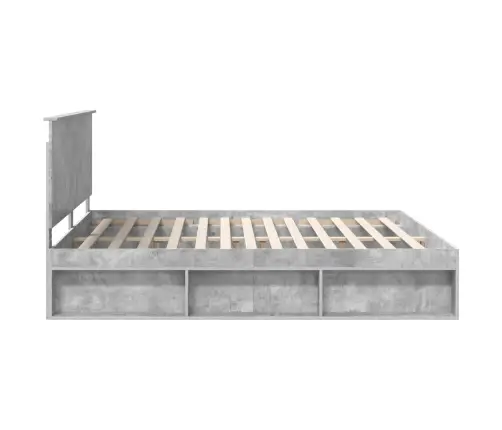 Gultas Rāmis Betons 200 X 200 Cm Ciets Priedes Koks Vidaxl