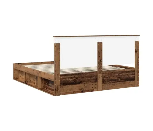 Voodi Raam Peaga Vana Puit 200 X 200 Cm Tahke Mänd