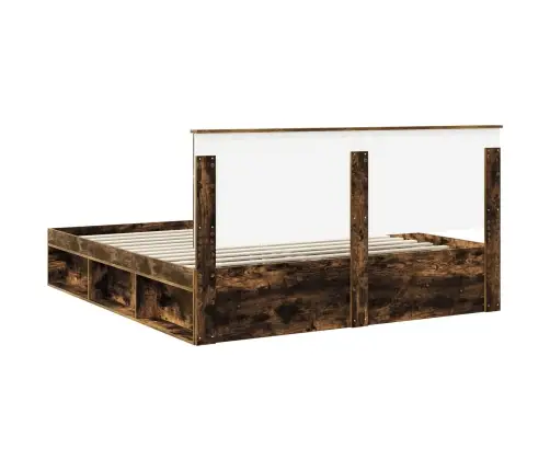 Gultas Rāmis Dūmaka Ozols 180 X 200 Cm Ciets Priedes Koks Vidaxl