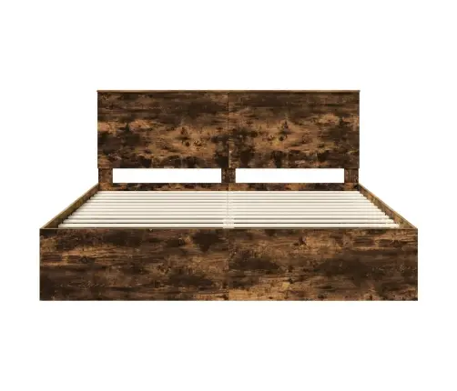 Gultas Rāmis Dūmaka Ozols 180 X 200 Cm Ciets Priedes Koks Vidaxl