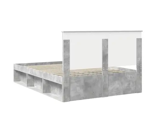 Gultas Rāmis Betons 160 X 200 Cm Ciets Priedes Koks Vidaxl